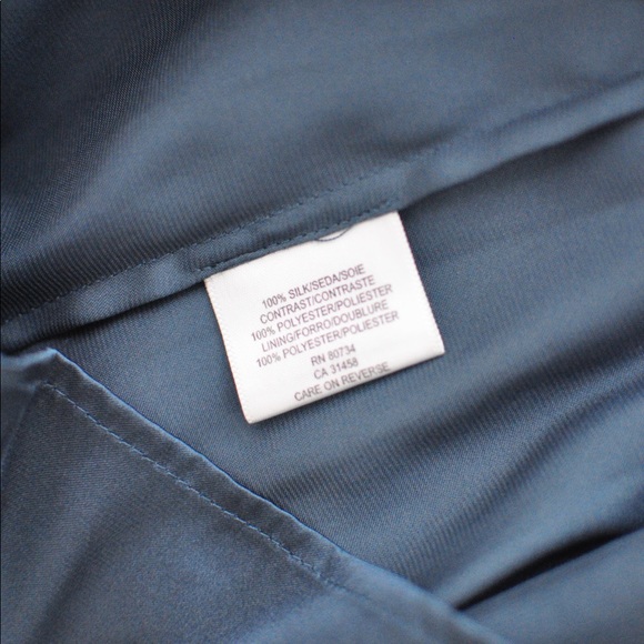 BCBGMaxAzria Slate Blue Silk Dress with Flowers - Picture 3 of 4